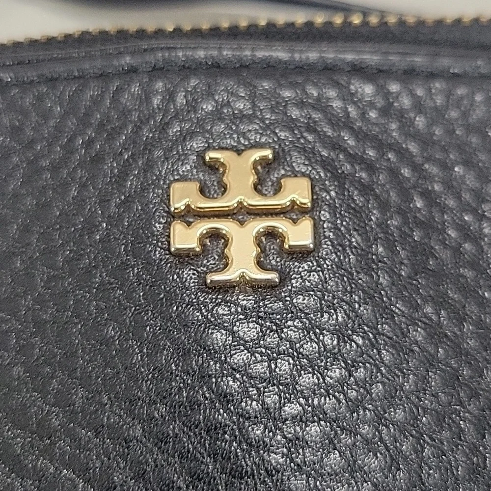 Tory Burch Black Leather Crossbody with Gold Chain Accents